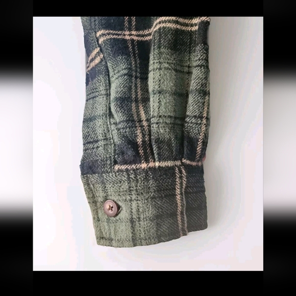 Mens Caribou Creek Thick Green Outdoor Flannel Fall Winter Button Down Shirt XLT - Picture 5 of 8